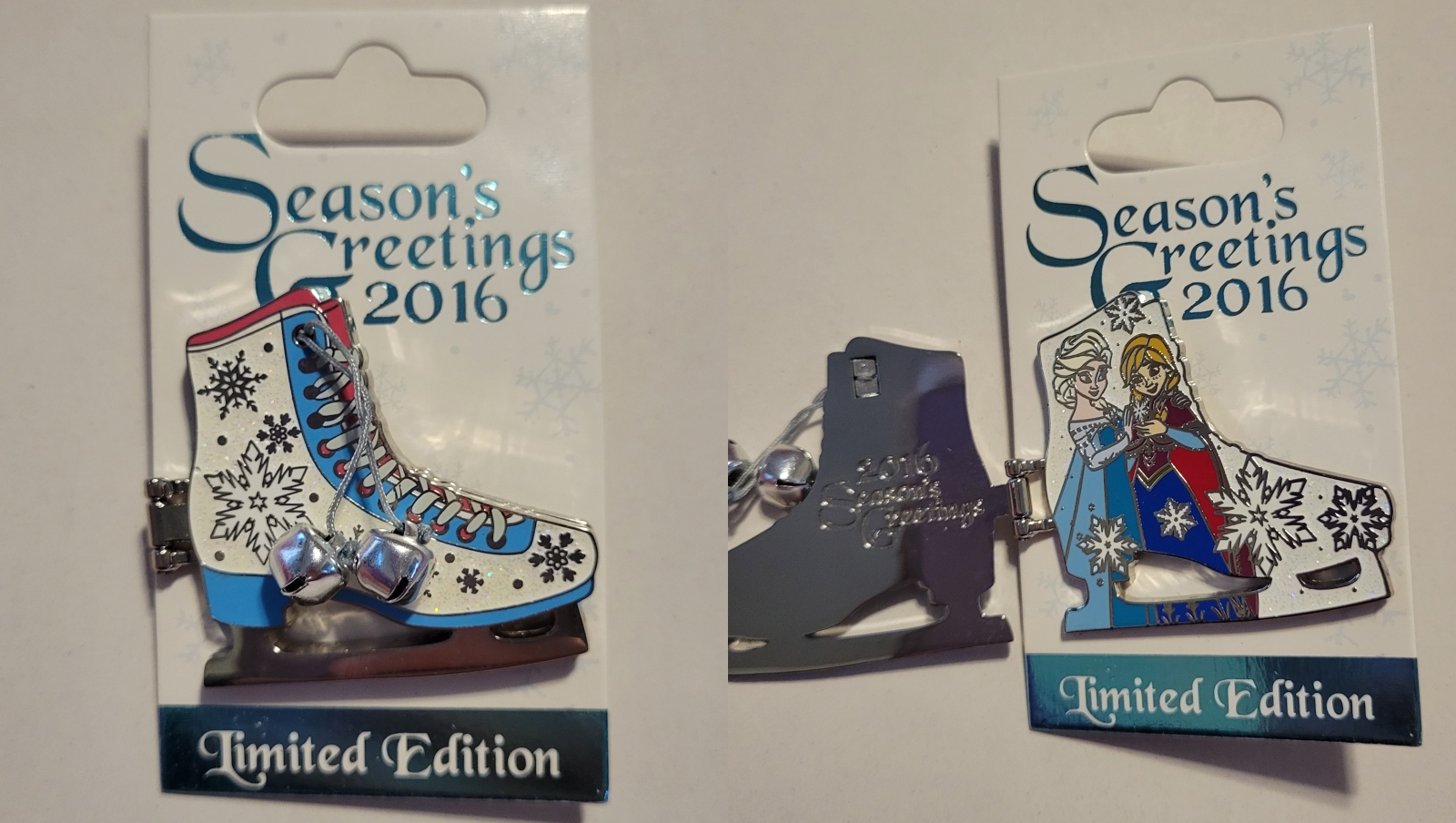 Season Greetings 2016 Frozen Anna and Elsa Ice Skate Disney pin