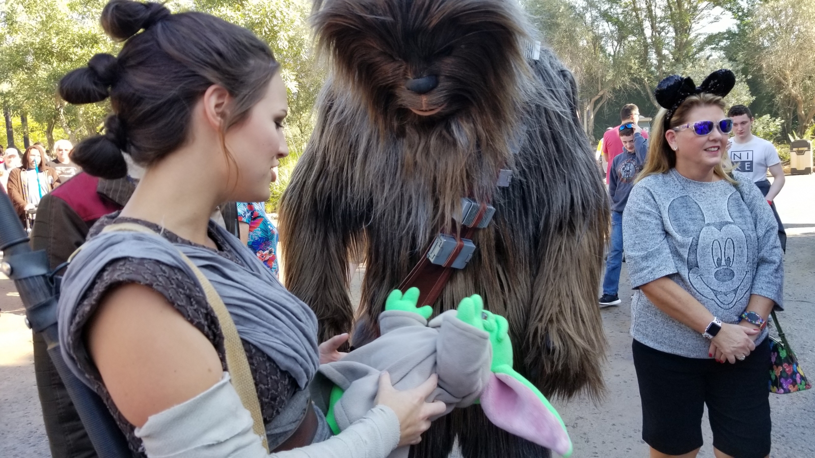Rey and Chewbacca at Galaxy's Edge Hollywood Studios